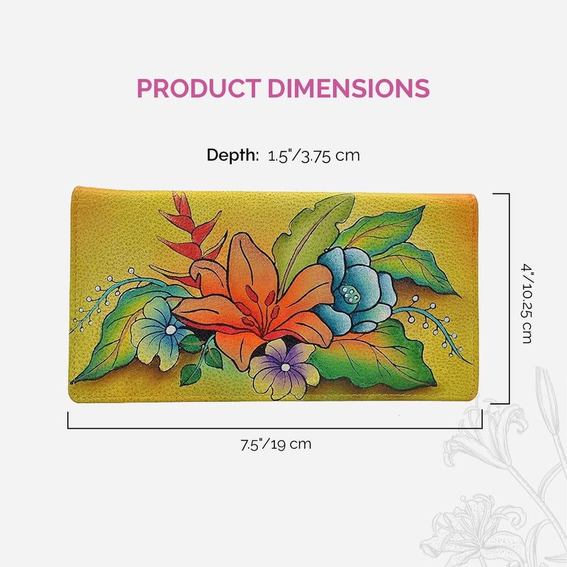 Anna by Anuschka Women's Genuine Leather Hand Painted Clutch Wallet - Tropical Bouquet Yellow - Image 5